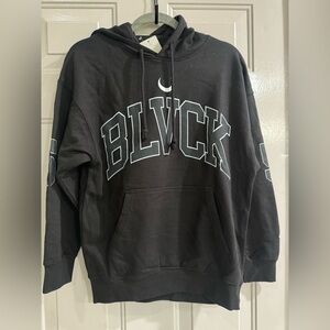 Black Scale Black Hoodie with White BLVCK Lettering